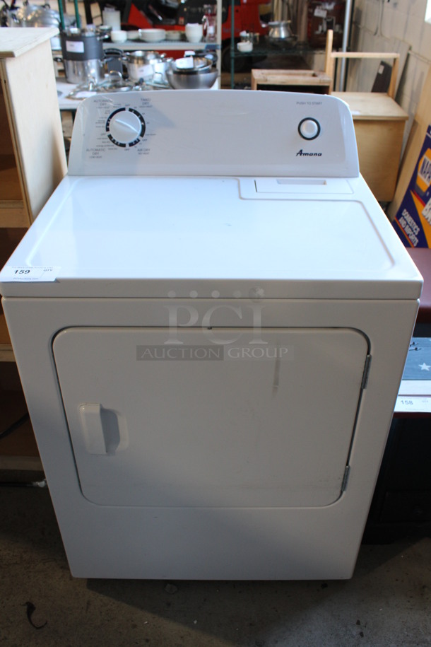 Amana Model NED4055EW1 Metal Floor Style Front Load Dryer. 120/240 Volts, 1 Phase. 29x26x43 
