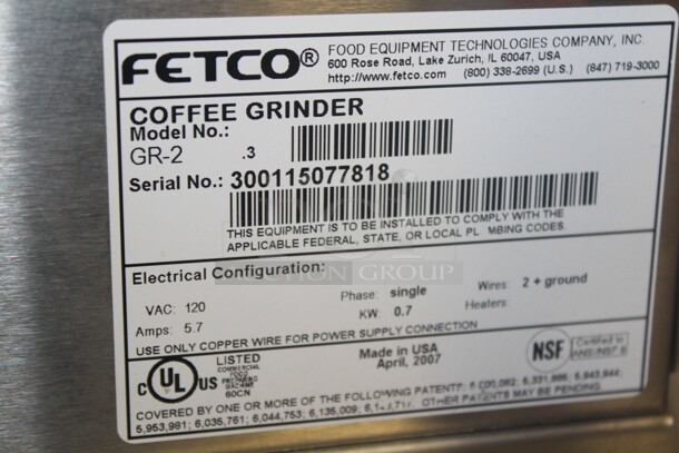 FABULOUS! Fetco Model GR 2.3 Commercial Coffee Grinder With 2 5lb Hoppers. 9x14.5x28. 120V/60Hz.  - Image 4 of 6