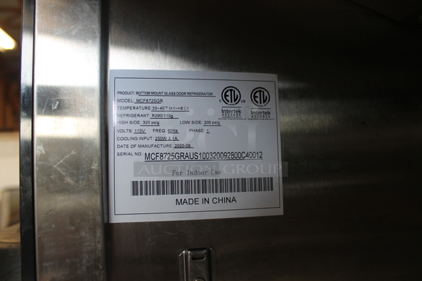 2020 Atosa MCF8725GR Metal Commercial Single Door Reach In Cooler Merchandiser w/ Poly Coated Racks. 115 Volts, 1 Phase. Tested and Powers On But Does Not Get Cold - Image 7 of 7