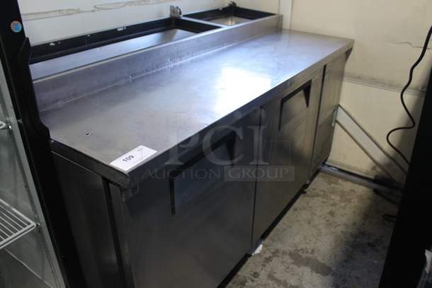 2017 True TPP-67 Stainless Steel Commercial Pizza Prep Table on Commercial Casters. No Lids. 115 Volts, 1 Phase. 115 Volts, 1 Phase. - Item #1103495