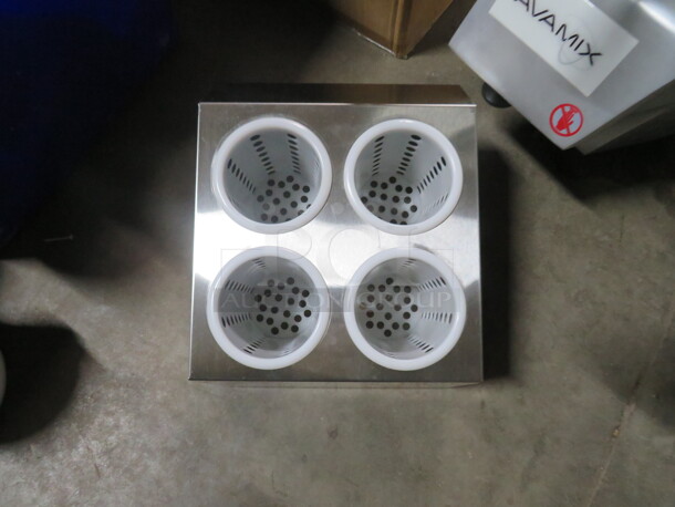 One Stainless Steel 4 Hole Flatware Holder/Server. - Image 2 of 2