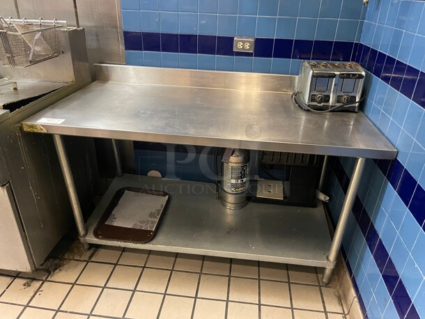 Clean! Commercial 60 inch Stainless Steel Table With Stainless Shelf NSF Tested and Working! 