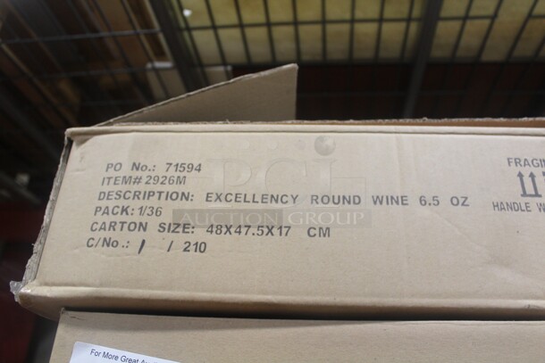 NEW IN BOX! 2 Boxes. 36 Count Anchor Hocking Excellency 6.5oz Pear Wine Glasses.  35 Count Anchor Hocking Exellency Round Wine Glasses. 71X Your Bid!  - Image 3 of 3