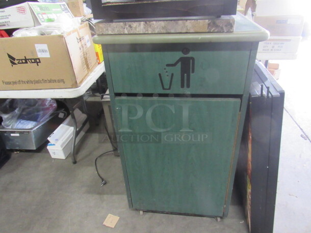 One 1 Door Trash Receptacle With Can on Casters. 26X26X46