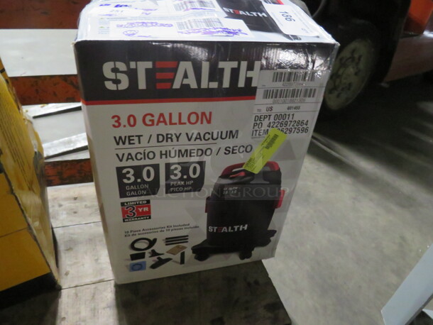 One Stealth 3 Gallon Wet/Dry Vac. - Image 1 of 1