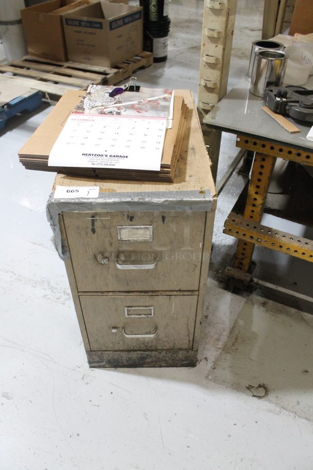 Metal 2 Drawer Filing Cabinet w/ Contents. BUYER MUST REMOVE. - Image 1 of 5