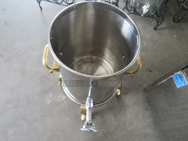 One Stainless Steel Beverage Dispenser With Gold Trim And Stainless Stee/Gold Trim  Stand. - Image 2 of 2