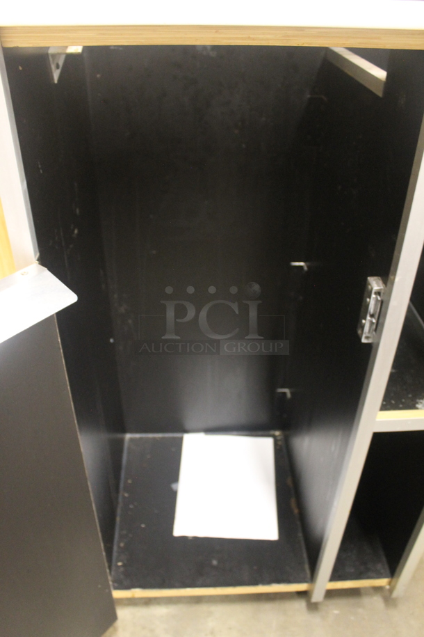 Wood Pattern Trash Can Shell w/ Trash Deposit Hole, Over Shelf and Door.  - Image 5 of 5