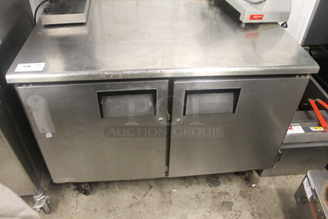 Everest ETBF2 Stainless Steel Commercial 2 Door Undercounter Freezer on Commercial Casters. 115 Volts, 1 Phase. Tested and Powers On But Does Not Get Cold