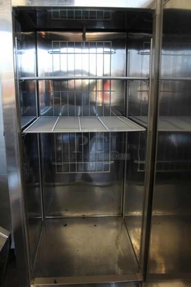 Master-Bilt R23-S Stainless Steel Commercial Single Door Reach In Cooler w/ Poly Coated Racks on Commercial Casters. 115 Volts, 1 Phase. Tested and Powers On But Does Not Get Cold - Image 2 of 5