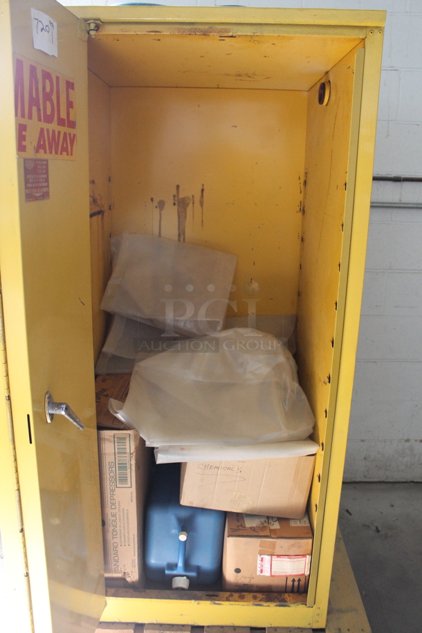 Yellow Metal 2 Door Cabinet w/ Contents. - Image 5 of 7