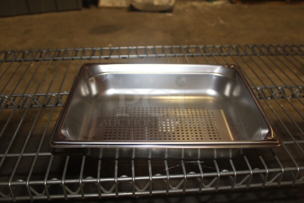 NEW! 2 Vollrath 1/2 Size x 2.5" Stainless Steel Perforated Insert/Pans. 2X Your Bid!  - Image 1 of 1