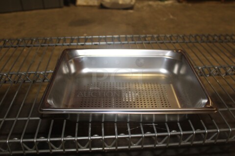 NEW! 2 Vollrath 1/2 Size x 2.5" Stainless Steel Perforated Insert/Pans. 2X Your Bid! 