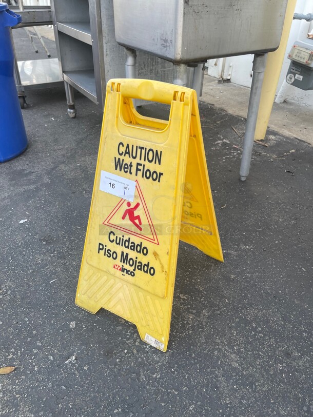 Winco Commercial Wet Floor Yellow Sign  - Image 1 of 5