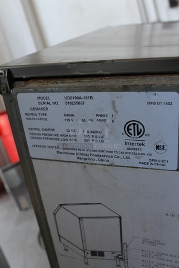 2014 Manitowoc UD0190A-161B Stainless Steel Commercial Self Contained Undercounter Ice Machine. 115 Volts, 1 Phase.  - Image 4 of 4