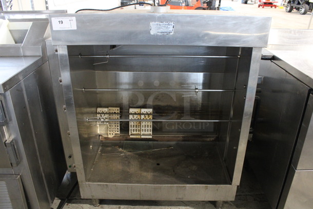 Stainless Steel Commercial Electric Powered 4 Spit Rotisserie Oven w/ 3 Spits. 115 Volts, 1 Phase. 45x22x44.5