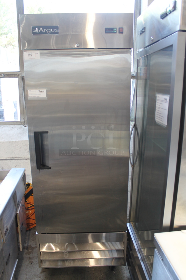 Argus AFZ-1D Stainless Steel Commercial Single Door Reach In Freezer. 115 Volts, 1 Phase. Tested and Powers On But Does Not Get Cold