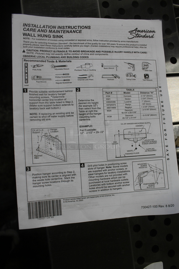 BRAND NEW SCRATCH AND DENT! American Standard P920600-A White Sink. See Pictures For Damage.  - Image 11 of 11