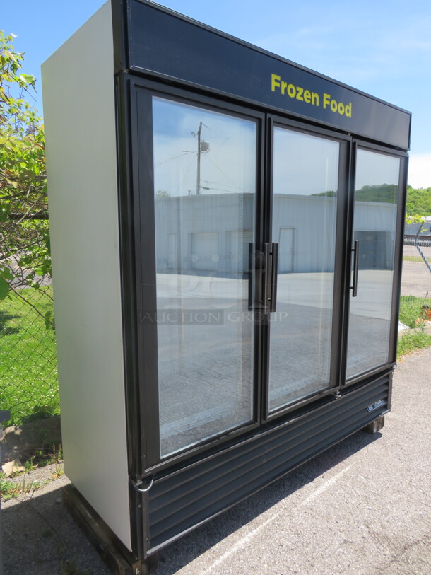 One 3 Door TRUE Freezer With 8 Racks. Unable To Test. Model# GDM-72F. 115/208-230 Volt. 1 Phase. 78X30X79. $9947.00.  - Image 2 of 4