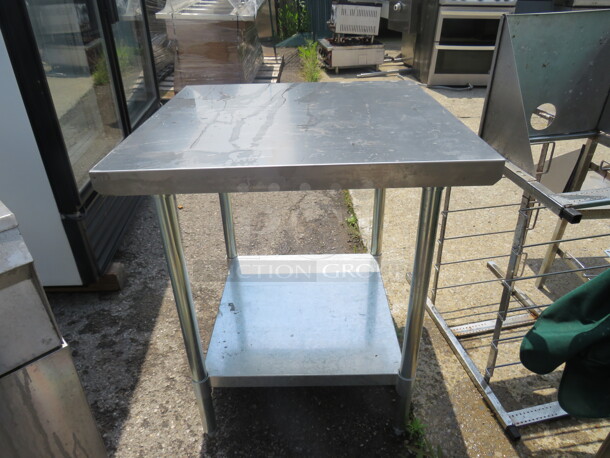One Stainless Steel Table With Under Shelf. 30X30X35 - Image 1 of 1
