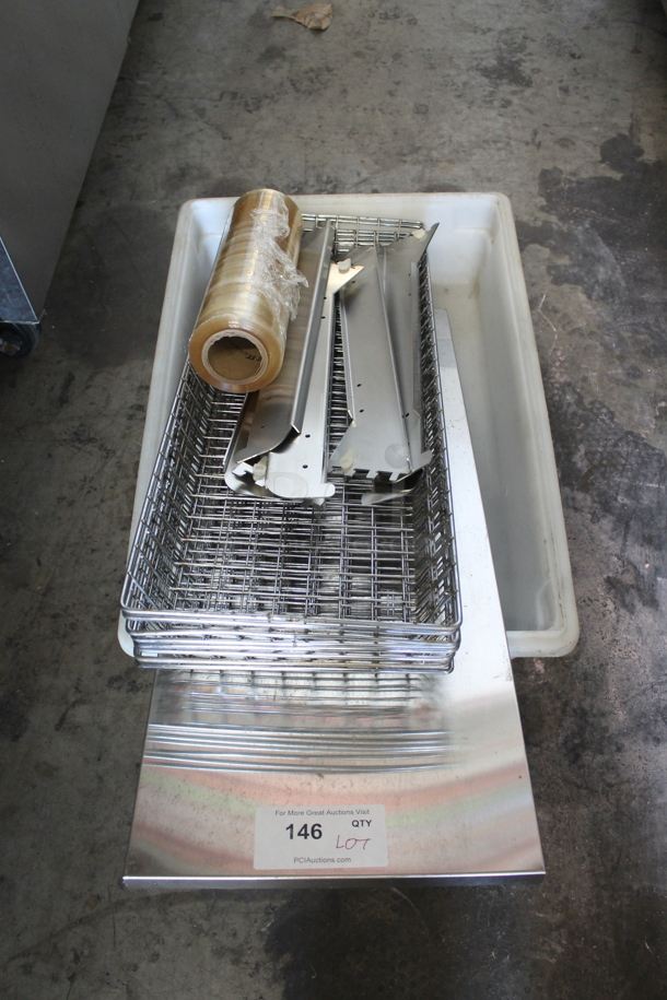 ALL ONE MONEY! Lot of Various Items Including Metal Wire Baskets and Roll of Plastic Wrap - Image 4 of 4