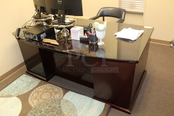 WOW! Wood Office Desk With Glass Top.72x41x30. Desk Only!  