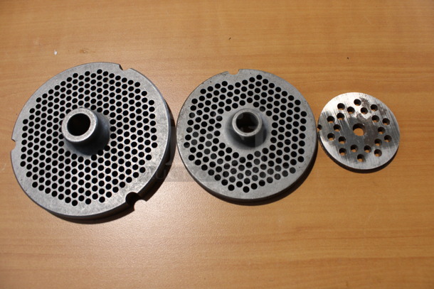 3 Various Metal Meat Grinder Plates. Includes 3.75x3.75x1. 3 Times Your Bid!