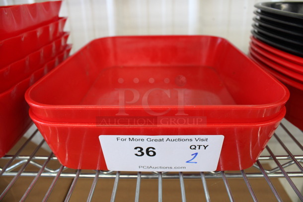 4 Red Poly Trays. 9.5x12x2.5. 4 Times Your Bid!