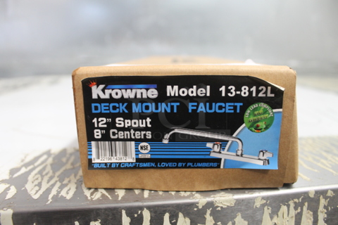 BRAND NEW IN BOX! Krowne 13-81L Stainless Steel Deck Mount Faucet w/ Handles.