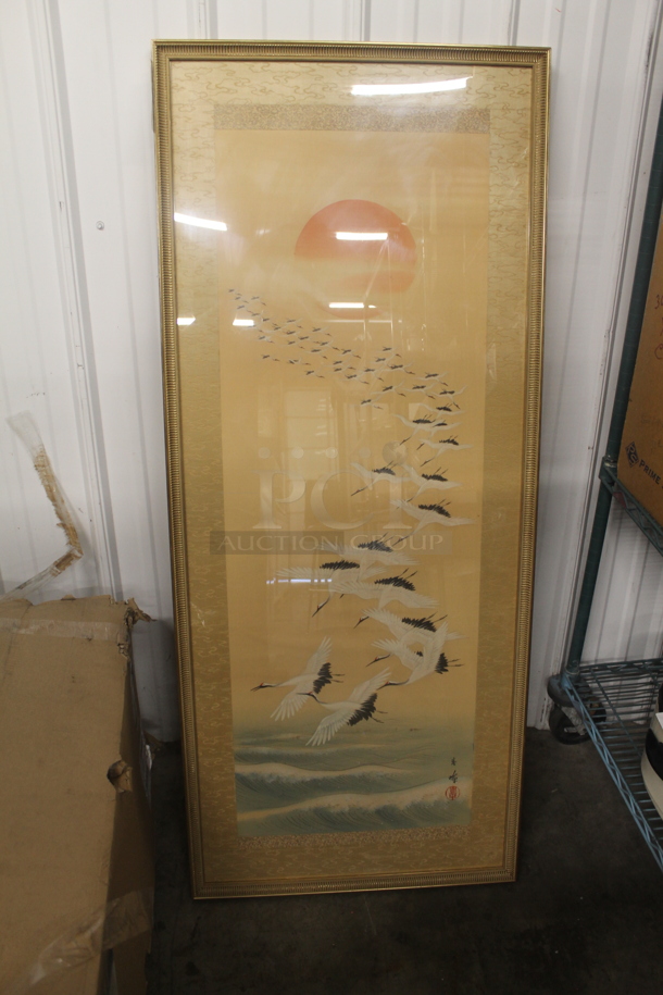 Framed Picture of Birds and Sun Over The Ocean. - Image 1 of 7