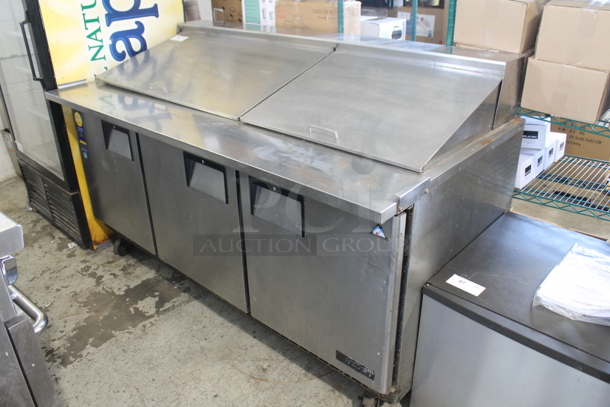 Everest EPBR3 Stainless Steel Commercial Sandwich Salad Prep Table Bain Marie Mega Top on Commercial Casters. 115 Volts, 1 Phase. Tested and Powers On But Does Not Get Cold
