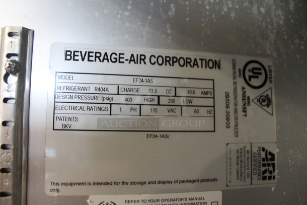 Beverage Air EF24-1AS Stainless Steel Single Door Reach In Freezer w/ Poly Coated Racks on Commercial Casters. 115 Volts, 1 Phase. Tested and Working! - Image 5 of 5