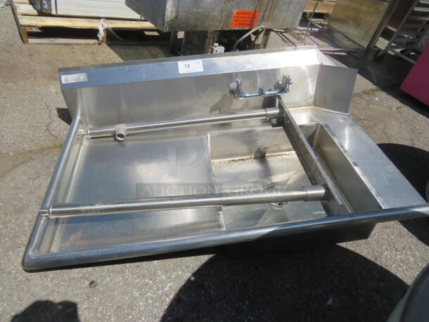 One Stainless Steel Dirty Side Dishwasher Table With Sink. Needs Legs Attached. 48X31X47