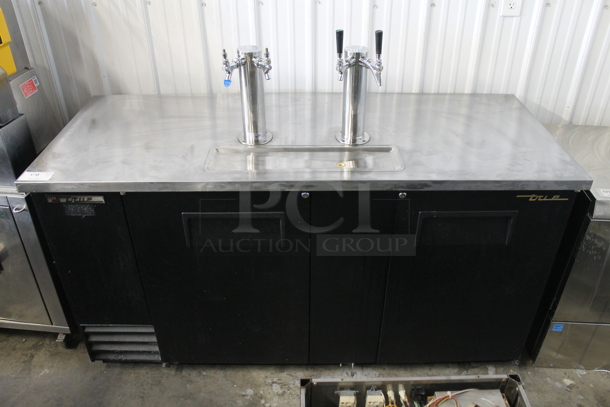 2013 True TDD-3 Commercial Stainless Steel Top With Black Cabinet Beer Dispenser w 2 Towers. 115V, 1 Phase. Tested and Working!
