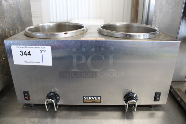 Server Model TWIN FS/FSP Stainless Steel Commercial Countertop 2 Well Food Warmer. 120 Volts, 1 Phase. 17x9x9. Tested and Working!