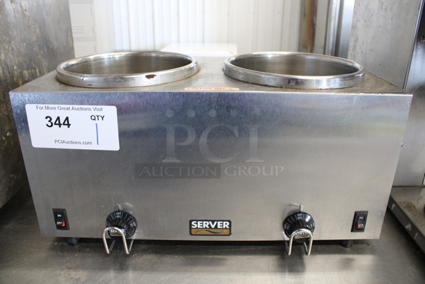 Server Model TWIN FS/FSP Stainless Steel Commercial Countertop 2 Well Food Warmer. 120 Volts, 1 Phase. 17x9x9. Tested and Working! - Image 1 of 5