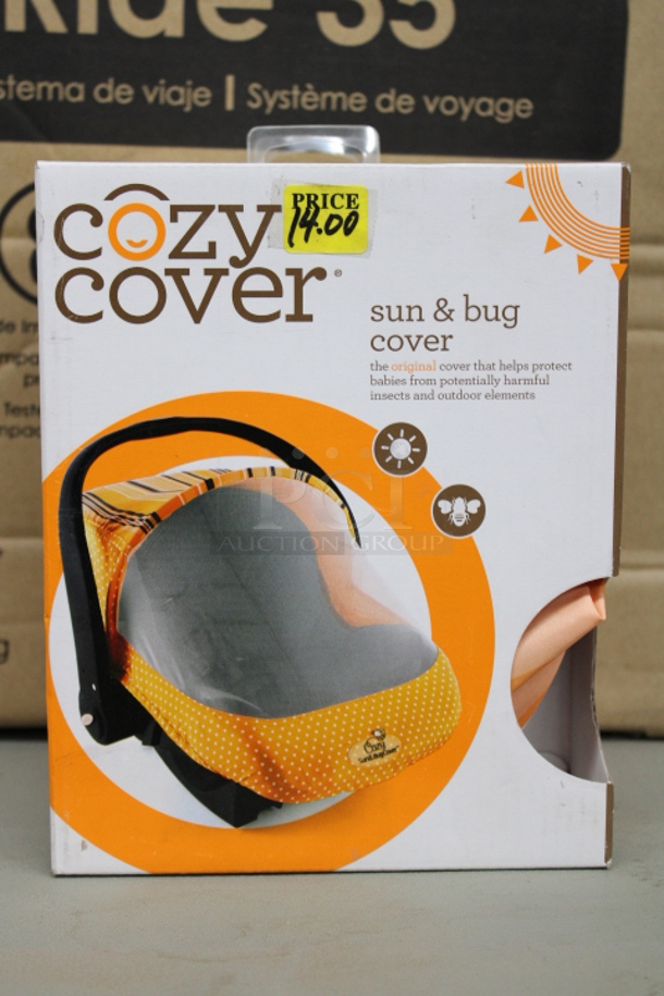 Cozy Cover Sun and Bug Cover, Secure Car Seat Cover, Orange Stripe. 2x Your Bid