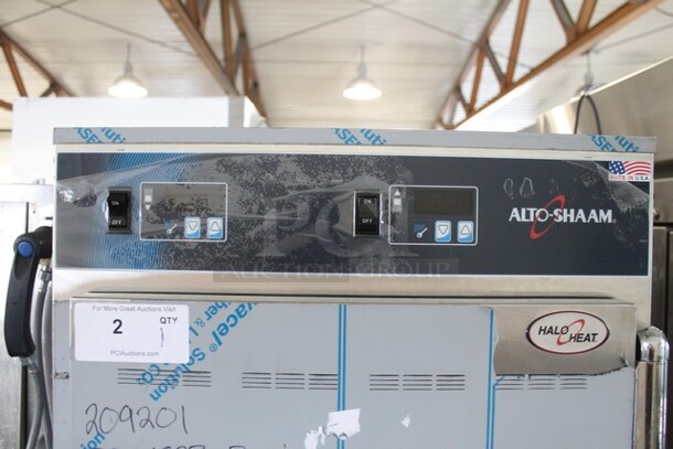 BRAND NEW! 2022 Alto Shaam 1000-UP Stainless Steel Commercial 2 Half Size Door Reach In Warming Holding Cabinet. Comes w/ 3 Commercial Casters. 120 Volts, 1 Phase. Stock Picture Used As Gallery. Tested and Working! - Image 4 of 12