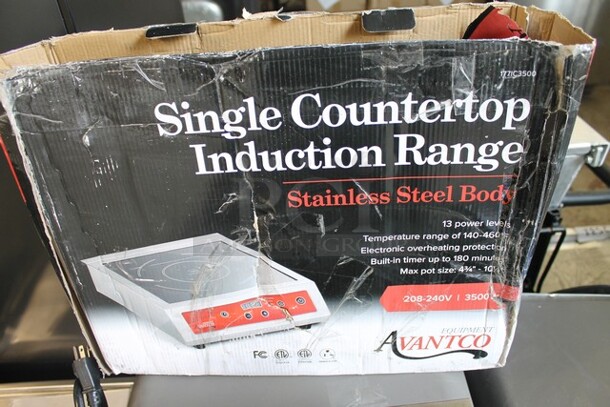 BRAND NEW IN BOX! Avantco 177IC3500 Stainless Steel Commercial Countertop Electric Powered Single Burner Induction Range. 208/240 Volts, 1 Phase. Tested and Working! - Image 6 of 6