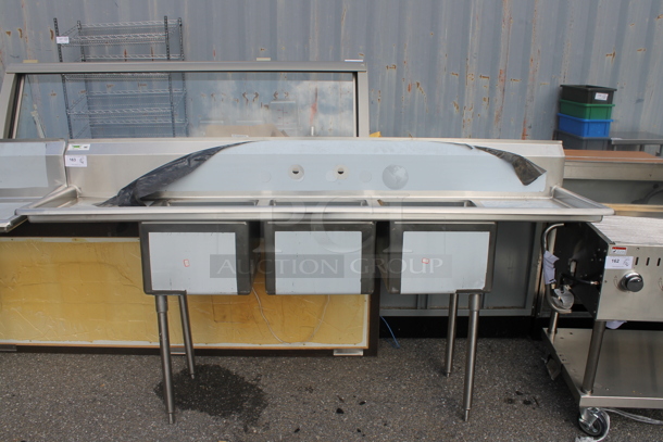 BRAND NEW SCRATCH AND DENT! Regency 600S317117218 Stainless Steel Commercial 3 Bay Sink w/ Dual Drain Boards. - Image 1 of 3