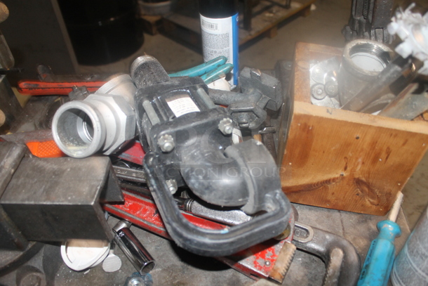 ALL ONE MONEY! Lot of Metal 2 Tier Cart w/ Contents Including Tools and Bucket.  BUYER MUST REMOVE. - Image 2 of 5