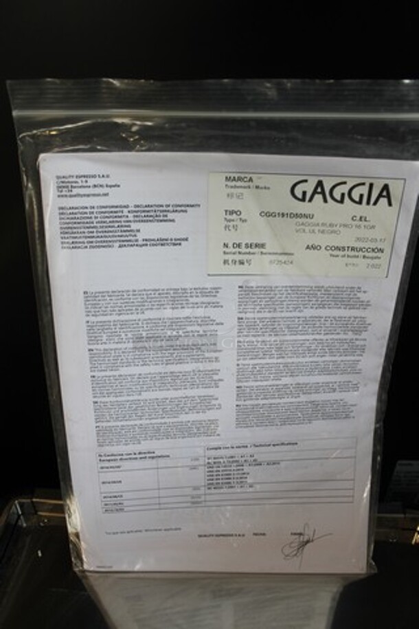 BRAND NEW SCRATCH AND DENT! 2022 Gaggia CGG191A50NU Stainless Steel Commercial Countertop Single Group Espresso Machine w/ Portafilter and Steam Wand. 115 Volts, 1 Phase. Tested and Working! - Image 3 of 10