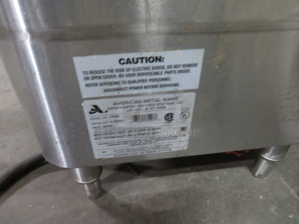 One Stainless Steel American Ware Triple Coffee Brewer Urn. #7303E. 120/240 Volt. 1 Phase. 47X20X29. Missing 1 Lid. - Image 5 of 6