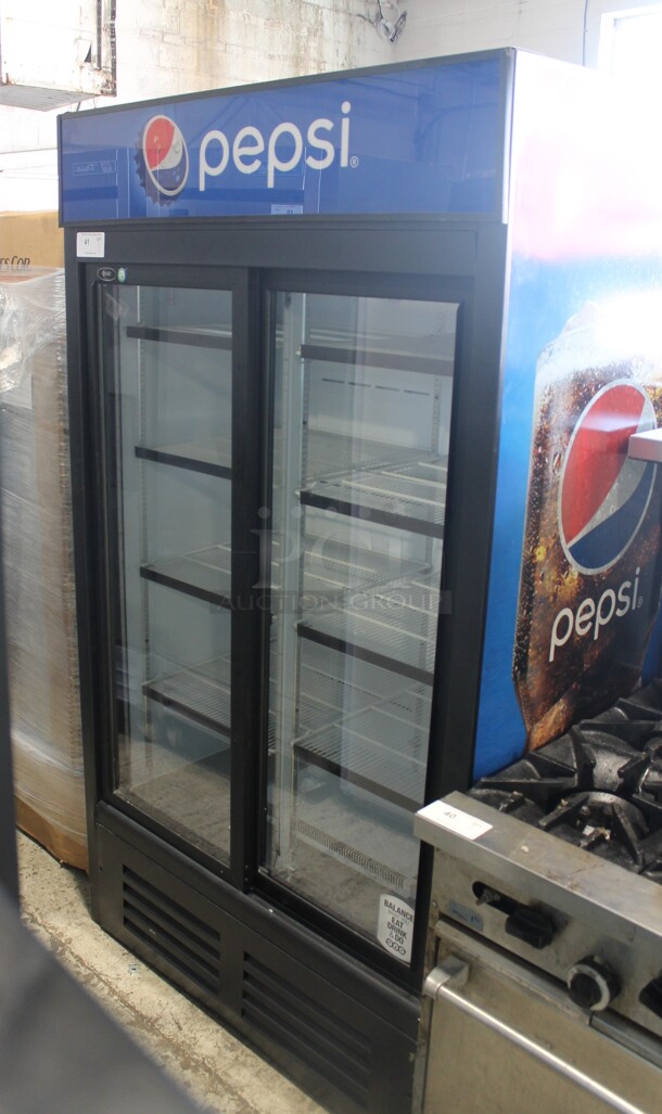 QBD CD38-HC ENERGY STAR Metal Commercial 2 Door Reach In Cooler Merchandiser w/ Poly Coated Racks. 115 Volts, 1 Phase. Tested and Working! - Image 1 of 4