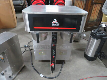 One American Metalware Twin Coffee Brewer With 2 Filter Baskets. Model# ICB-400. 120/240 Volt. 22.5X19X37