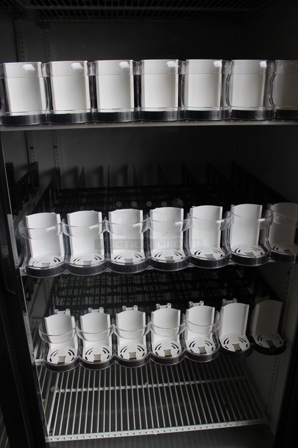 2012 True GDM-45EM-LD ENERGY STAR Metal Commercial 2 Door Reach In Cooler Merchandiser w/ Poly Coated Racks and Drink Sliders. 115 Volts, 1 Phase. Tested and Working! - Image 5 of 10