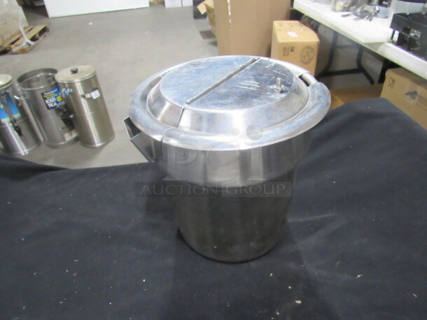 One Stainless Steel Bain Marie With Hinged Lid.