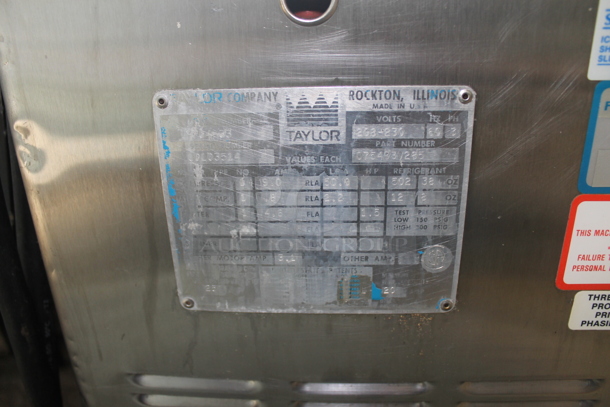 Taylor Y754-33 Commercial Stainless Steel Water Cooled Electric 2 Hopper Soft Serve Ice Cream Machine On Commercial Casters. 208-230 V, 3 Phase. - Image 5 of 9