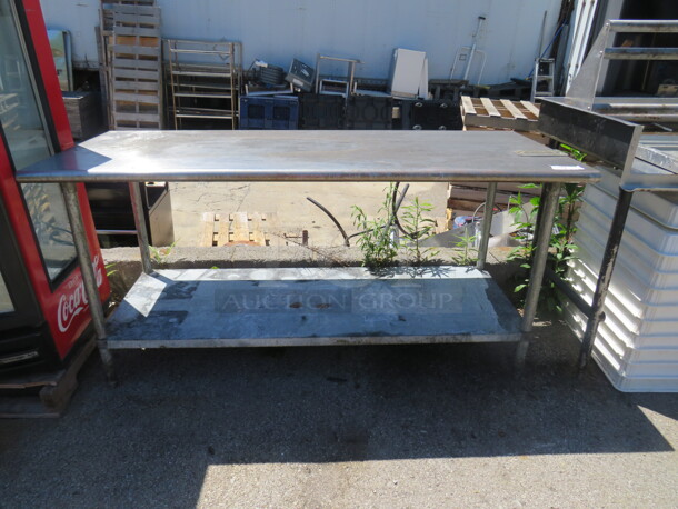 One Stainless Steel Table With Under Shelf With A 10lb Can Opener Bracket Only. 72X30X36 - Image 1 of 3