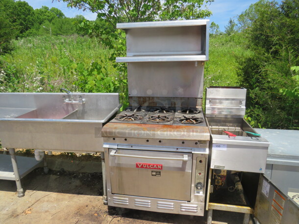 One Vulcan Natural Gas 6 Burner Range With 2 Racks, And  Stainless Steel Over Shelf. 36X40X71